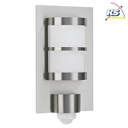 Outdoor Wall luminaire Type No. 6224 with motion detectoe (Type No. 6144), half round, 20 x 35.5cm, E27 QA55, stainless steel