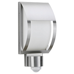 Au�enwandleuchte Typ Nr. 6278 mit Bewegungsmelder, IP44, 18 x 38.5cm, E27 QA55 max. 57W, Edelstahl / Opalglas
