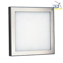 Outdoor LED Wand- und Deckenleuchte Typ Nr. 6332, IP54, 26 x 26cm, 16W 1600lm, Edelstahl / Opalglas-Scheibe