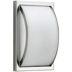 Outdoor LED Wall and Ceiling luminaire Type No. 6390, flat / convex, IP44, 10W 3000K 900lm, stainless steel / opal glass