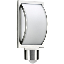 LED Au�enwandleuchte Typ Nr. 6390 mit Bewegungsmelder (Typ Nr. 6391), flach / konvex, IP44, 10W 3000K 900lm, Edelstahl / Opal
