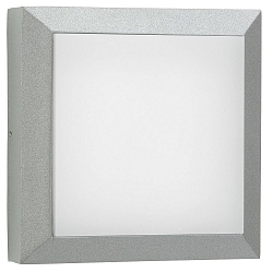 Outdoor LED Wand- und Deckenleuchte Typ Nr. 6561, IP54 IK08, 26 x 26cm, 16W 3000K 1600lm, Alu-Guss / Opal, dimmbar, Silber