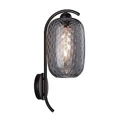 Wandleuchte 64.272, E27, schwarz / Glas Rauch                      