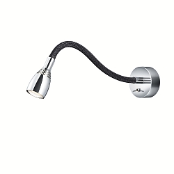 LED Wandleuchte 64.361, 1W, chrom / Stoffgewebe schwarz   