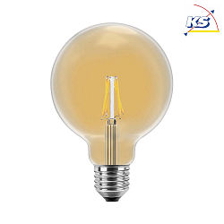 Blulaxa LED Filament Vintage Globelampe Goldglas amber, 12,5cm, 300, E27, warmwei, 2W