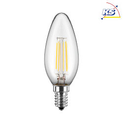 LED-Lampe Filament Kerzenform E14, 4,5W, 470lm, 2700K warmweiß, 300°, Glas klar CRI >90