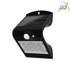 Blulaxa® LED Solar-Außenwandleuchte mit PIR-Sensor, IP65, 1.5W 3000K 220lm 120°, inkl. Akku, Schwarz