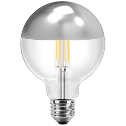 LED Kopfspiegel-Filament Globeform G125, E27, 7W 2700K 645lm, Glas klar / Spiegelkopf Silber