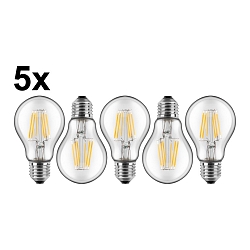 5er Set LED Filamentlampe A60, E27, 7W 2700K 810lm 300�, klar