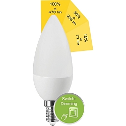 LED SMD Lampe C35 E14 4,9W 470 lm WW Switch DIM