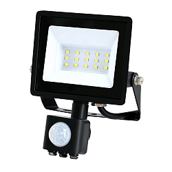 LED Fluter, 110�, 10W, 4000K, 800lm, IP44, mit PIR-Sensor, schwenkbar, schwarz