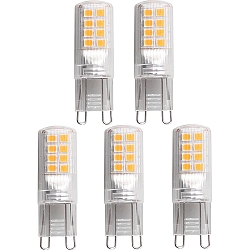 LED Stiftsockellampe, 5er Set, 300�, G9, 2,6W, 3000K, 320lm