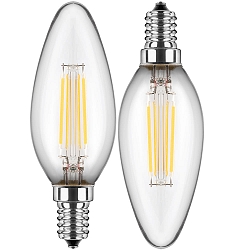 LED Filament Lampe C35, 2er Set, 300�, E14, 4,5W, 4000K, 470lm