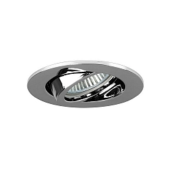 Recessed LV spot, IP20, 12V, GX5.3 max. 50W, round, swivelling, chrome