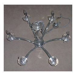 Pendelleuchte STELLA, 6-flammig, 6x E14 max. 40W, Messing-Guss / Kristall, Chrom