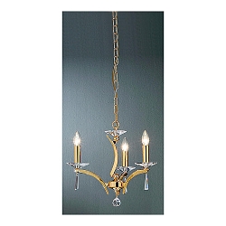 Pendelleuchte STELLA, 3-flammig, 3x E27 max. 40W, Messing-Guss / Kristall, Gold