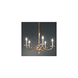 Pendelleuchte BAHIA, 5-flammig, 5x E14 max. 40W, Messing-Guss / Kristall, Gold