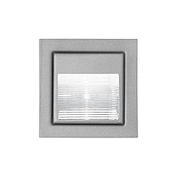 Recessed LED wall luminaire, Plug&Play, IP20, 8.3x8.3cm, with structured reflector, 350mA, 1.2W 3000K 40lm, matt alu / clear