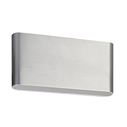 Outdoor LED wall luminaire, IP54, 17 x 9cm, direct / indirect, 230V, 2x5.4W 3000K 2x265lm 120°, alu / acrylic, matt alu