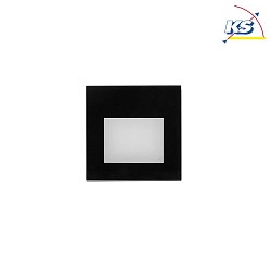 Recessed LED socket luminaire WALL KIT68 with partial cover, IP20, square, 7.8x7.8cm, 230V, 1.5W 3000K 35lm, CRi >90, black