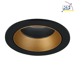 Recessed LED downlight ALTERO, IP44, round,  8.3cm, changeable cover, 500mA, 9.2W 4000K 840lm 33, black / gold