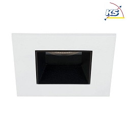 Recessed LED downlight ALTERO, IP44, square, 8.3 x 8.3cm, changeable cover, 500mA, 9.2W 3000K 820lm 33, white / black