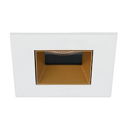 LED Einbau-Downlight ALTERO, IP44, quadratisch, 8.3 x 8.3cm, Blende tauschbar, 500mA, 9.2W 3000K 820lm 33�, Wei� / Gold