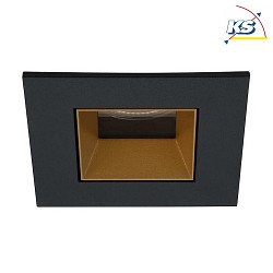 Recessed LED downlight ALTERO, IP44, square, 8.3 x 8.3cm, changeable cover, 500mA, 9.2W 3000K 820lm 33, black / gold