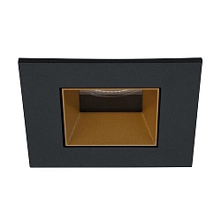 LED Einbau-Downlight ALTERO, IP44, quadratisch, 8.3 x 8.3cm, Blende tauschbar, 500mA, 9.2W 3000K 820lm 33�, Schwarz / Gold