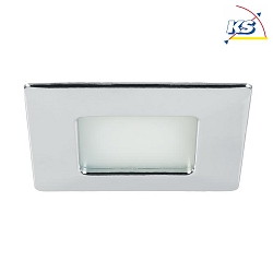 Recessed LED downlight for furniture + wood, IP20, square, 12V DC, 3.4W 3000K 255lm 60, chrome