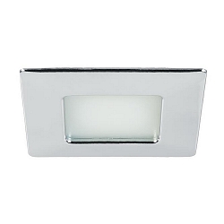 Recessed LED downlight for furniture + wood, IP20, square, 12V DC, 3.4W 3000K 255lm 60, chrome