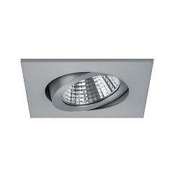 LED Einbaustrahler, IP20, quadratisch, 8.2 x 8.2cm, Plug&Play 350mA, 7W 2700K 740lm 38�, schwenkbar 30�, Alu matt