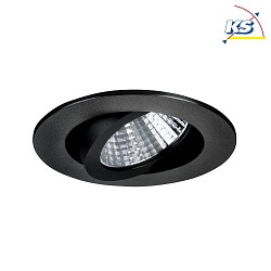 Recessed LED spot, IP20, round,  8.2cm, Plug&Play 350mA, 7W 3000K 740lm 38, swivelling 30, black