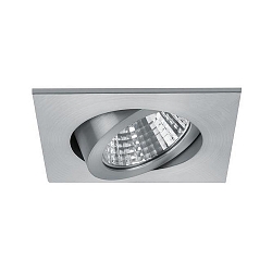LED Einbaustrahler, IP20, quadratisch, 8.2 x 8.2cm, Plug&Play 350mA, 7W 3000K 740lm 38�, schwenkbar 30�, Alu matt