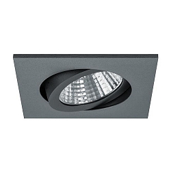 LED Einbaustrahler, IP20, quadratisch, 8.2 x 8.2cm, Plug&Play 350mA, 7W 3000K 740lm 38�, schwenkbar 30�, Titan matt