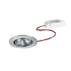 Recessed LED spot set, IP65, round, 230V AC, 6W 3000K 650lm 38�, swivelling, matt alu