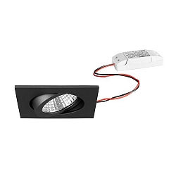 Recessed outdoor LED spot set, IP65, square, 230V AC, 6W 3000K 650lm 38�, swivelling, matt titanium
