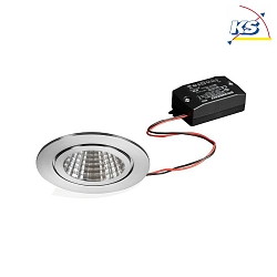 Recessed LED downlight BB15, V4A, IP54, round, 230V, 6W 3000K 640lm 38, On/Off, stainless steel