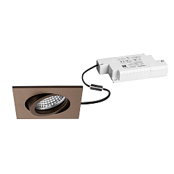 LED-Einbaustrahler TIRREL-S, IP20, eckig, 230V AC, 6W 3000K 680lm 38�, schwenkbar, dimmbar, braunmetallic matt