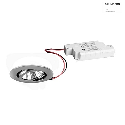 Recessed LED spot set BB03 incl. converter, IP20, round, 230V, 6W 3000K 640lm 38, swivelling 30, dimmable, chrome