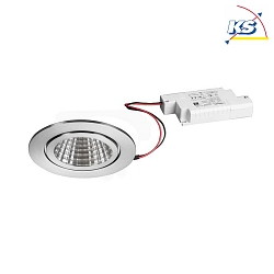 Recessed outdoor LED downlight set BB15 incl. converter, V4A, IP54, round, 230V, 6W 3000K 640lm 38, dimmable, stainless steel