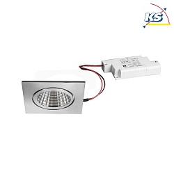 Recessed outdoor LED downlight set BB16 incl. converter, V4A, IP54, square, 230V, 6W 3000K 640lm 38, dimmable, stainless steel