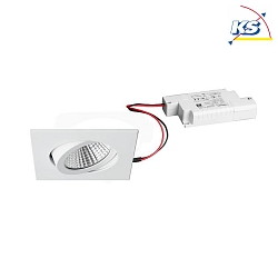 Recessed LED spot set dim2warm incl. converter, IP20, square, 230V, 6W 1800-3000K 460lm 38, swivelling 30, white