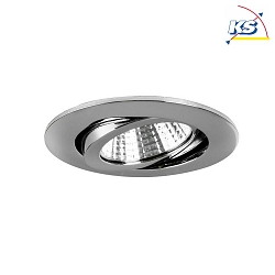 Recessed LED spot set BB03, IP20, round, 230V, 6W 3000K 640lm 38, swivelling 30, dimmable, chrome