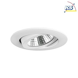 Recessed LED spot set BB03, IP20, round, 230V, 6W 3000K 640lm 38, swivelling 30, dimmable, white