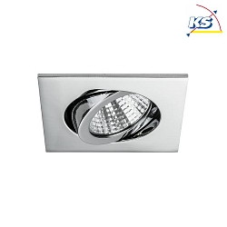 Recessed LED spot set BB05, IP20, square, 230V, 6W 3000K 640lm 38, swivelling 30, dimmable, chrome