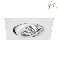 Recessed LED spot set BB05, IP20, square, 230V, 6W 3000K 640lm 38, swivelling 30, dimmable, white
