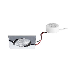 LED-Einbaustrahler-Set BB03 mit rund-Konverter, IP20, eckig, 230V, 6W 3000K 640lm 38�, schwenkbar 30�, dimmbar, Chrom