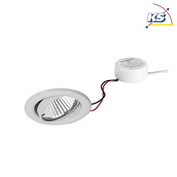 Recessed LED downlight set BB09 with round converter, IP20, V4A, 230V, 6W 3000K 640lm 38, dimmable, white