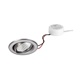 LED Einbau-Downlight-Set BB09 mit rund-Konverter, IP20, V4A, 230V, 6W 3000K 640lm 38�, dimmbar, Edelstahl
